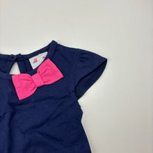Load image into Gallery viewer, Girls All4Me, navy cotton peplum top, L: 34cm, EUC, size 0,  