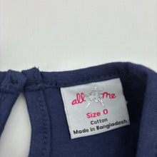 Load image into Gallery viewer, Girls All4Me, navy cotton peplum top, L: 34cm, EUC, size 0,  