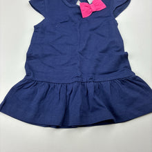 Load image into Gallery viewer, Girls All4Me, navy cotton peplum top, L: 34cm, EUC, size 0,  