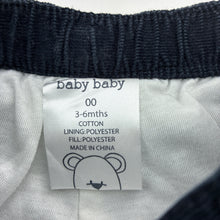 Load image into Gallery viewer, Girls Baby Baby, lined lightly wadded corduroy cotton pants,elasticated, EUC, size 00,  