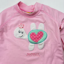 Load image into Gallery viewer, Girls Earth Nymph, pink long sleeve rashie / swim top, turtle, FUC, size 0,  