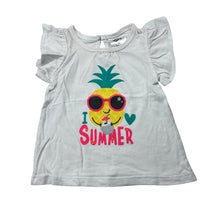 Load image into Gallery viewer, Girls Baby Berry, white cotton t-shirt / top, pineapple, FUC, size 00,  