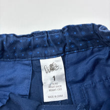 Load image into Gallery viewer, Boys H&amp;T, navy cotton shorts, adjustable, GUC, size 1,  