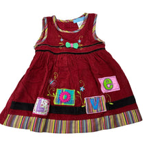 Load image into Gallery viewer, Girls Little Tackers, embroidered cotton corduroy dress, EUC, size 00, L: 40cm
