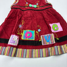 Load image into Gallery viewer, Girls Little Tackers, embroidered cotton corduroy dress, EUC, size 00, L: 40cm