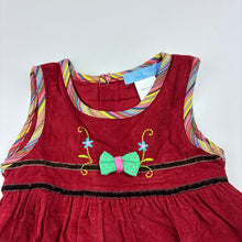Load image into Gallery viewer, Girls Little Tackers, embroidered cotton corduroy dress, EUC, size 00, L: 40cm