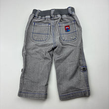 Load image into Gallery viewer, Boys Sprout, grey stretch denim pants, elasticated, FUC, size 000,  