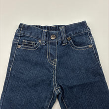 Load image into Gallery viewer, Girls Dymples, dark stretch denim jeans, elasticated, EUC, size 000,  