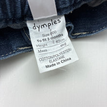 Load image into Gallery viewer, Girls Dymples, dark stretch denim jeans, elasticated, EUC, size 000,  