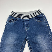 Load image into Gallery viewer, Boys EMC, blue stretch denim jeans, elasticated, GUC, size 12 months,  