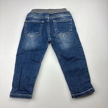 Load image into Gallery viewer, Boys EMC, blue stretch denim jeans, elasticated, GUC, size 12 months,  