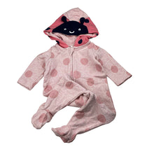 Load image into Gallery viewer, Girls Seed, pink cotton hooded zip romper / coverall, GUC, size 000,  