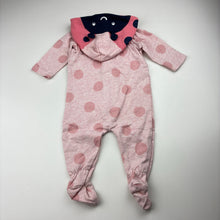 Load image into Gallery viewer, Girls Seed, pink cotton hooded zip romper / coverall, GUC, size 000,  