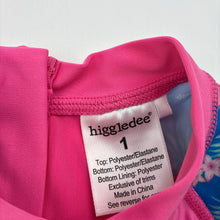 Load image into Gallery viewer, Girls Higgledee, short sleeve rashie / swim top, mermaid, GUC, size 1,  