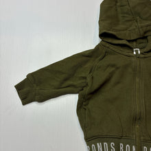 Load image into Gallery viewer, Unisex Bonds, khaki fleece lined zip hoodie sweater, GUC, size 0,  