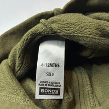 Load image into Gallery viewer, Unisex Bonds, khaki fleece lined zip hoodie sweater, GUC, size 0,  
