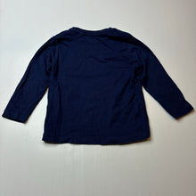 Load image into Gallery viewer, Unisex Favourites, navy organic cotton long sleeve top, EUC, size 2,  
