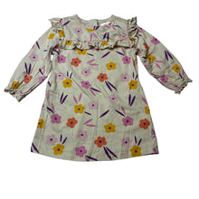 Load image into Gallery viewer, Girls Sprout, floral cotton long sleeve dress, GUC, size 1, L: 43cm