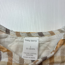 Load image into Gallery viewer, Unisex Baby Berry, checked romper, EUC, size 1,  
