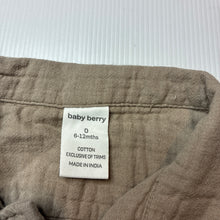 Load image into Gallery viewer, Boys Baby Berry, crinkle cotton short sleeve shirt, GUC, size 0,  