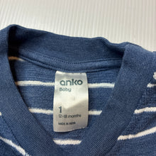 Load image into Gallery viewer, Boys Anko, blue &amp; white stripe short sleeve top, GUC, size 1,  