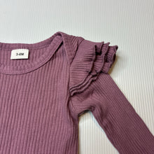 Load image into Gallery viewer, Girls purple, ribbed ruffle bodysuit / romper, GUC, size 00,  