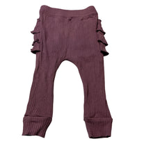 Load image into Gallery viewer, Girls purple, riibed ruffle leggings / bottoms, GUC, size 00,  