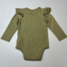 Load image into Gallery viewer, Girls La Sienna Couture, green stretchy ruffle bodysuit / romper, FUC, size 1-2,  