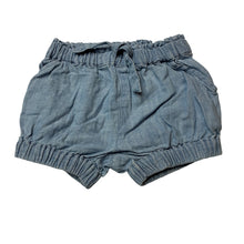 Load image into Gallery viewer, Girls Target, blue cotton / linen shorts, elasticated, EUC, size 000,  