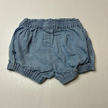 Load image into Gallery viewer, Girls Target, blue cotton / linen shorts, elasticated, EUC, size 000,  