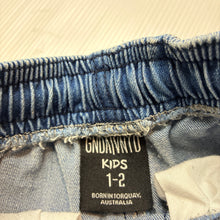 Load image into Gallery viewer, Unisex Ghanda, stretchy denim shorts, elasticated, GUC, size 1-2,  