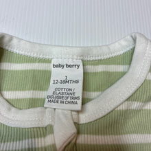 Load image into Gallery viewer, Unisex Baby Berry, striped stretchy zip romper, EUC, size 1,  