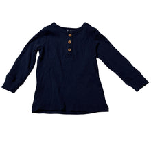 Load image into Gallery viewer, Boys Target, navy organic cotton blend ribbed henley top, EUC, size 0,  