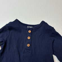 Load image into Gallery viewer, Boys Target, navy organic cotton blend ribbed henley top, EUC, size 0,  