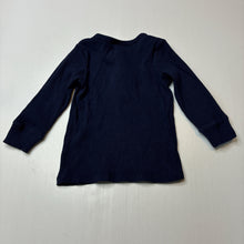 Load image into Gallery viewer, Boys Target, navy organic cotton blend ribbed henley top, EUC, size 0,  