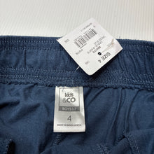 Load image into Gallery viewer, Boys Kids &amp; Co, navy cotton shorts, elasticated, NEW, size 4,  