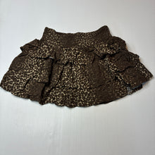 Load image into Gallery viewer, Girls Pavement, tiered animal print skirt, elasticated, L: 32cm, GUC, size 12,  