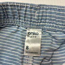 Load image into Gallery viewer, Boys Anko, striped cotton shorts, elasticated, EUC, size 8,  