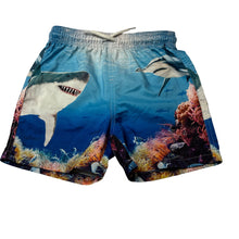 Load image into Gallery viewer, Boys Anko, lightweight board shorts, elasticated, sharks, EUC, size 7,  