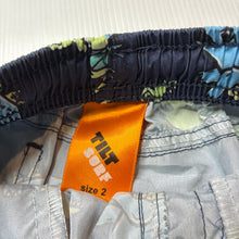 Load image into Gallery viewer, Boys Tilt, lightweight baord shorts, elasticated, dinosaurs, FUC, size 2,  