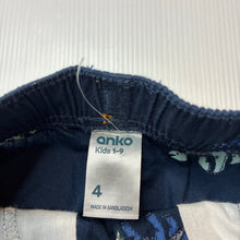 Load image into Gallery viewer, Boys Anko, lightweight cotton shorts, elasticated, dinosaurs, EUC, size 4,  