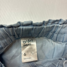 Load image into Gallery viewer, Girls Anko, lightweight chambray cotton shorts, elasticated, GUC, size 6,  