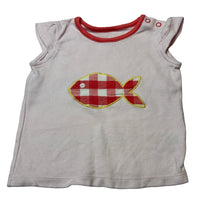 Load image into Gallery viewer, Girls Mothercare, cotton tee / top, fish, GUC, size 00,  