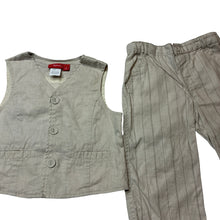 Load image into Gallery viewer, Boys Sprout, linen / cotton wedding / formal waistcoat &amp; pants, adjustable, Inside leg: Inside leg: 28.5cm, GUC, size 1,  
