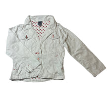 Load image into Gallery viewer, Girls Pumpkin Patch, vintage white denim jacket, light marks left sleeve, FUC, size 7,  