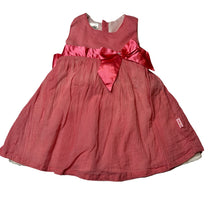 Load image into Gallery viewer, Girls Blue Sky, lined crinkle cotton dress, discolouration on front, FUC, size 12 months, L: 45cm