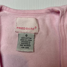 Load image into Gallery viewer, Girls FRED BARE, pink knitted cotton cardigan, light marksleft cuff, FUC, size 0,  