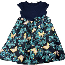 Load image into Gallery viewer, Girls H&amp;M, lined navy party dress, butterflies, EUC, size 7-8, L: 66cm