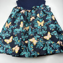Load image into Gallery viewer, Girls H&amp;M, lined navy party dress, butterflies, EUC, size 7-8, L: 66cm