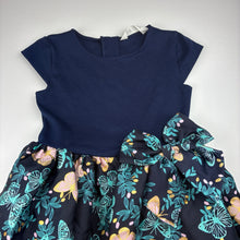 Load image into Gallery viewer, Girls H&amp;M, lined navy party dress, butterflies, EUC, size 7-8, L: 66cm